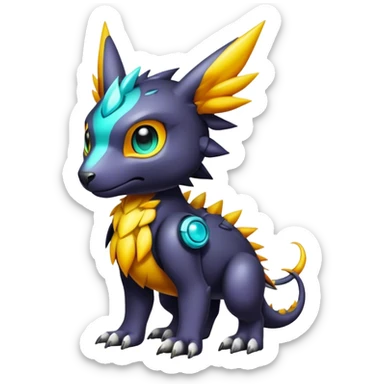Cute cool colorful dark fantasy-Digimon-animal-hybrid full body sticker