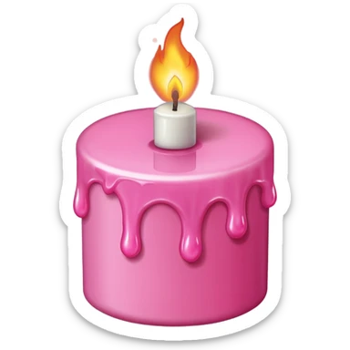 A drawing of a flaming pink candle that could be used at a romantic dinner table. The camera should be isometric at a 90-degree angle. sticker