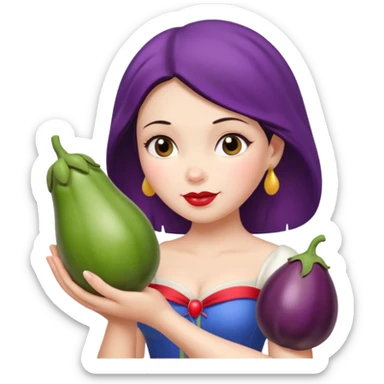 Snow white with eggplant sticker