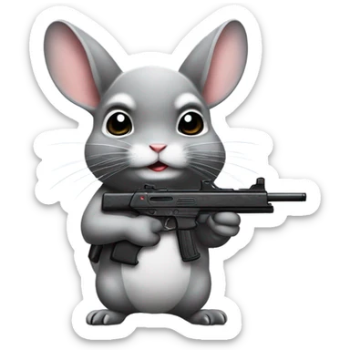 Chinchilla with a gun sticker