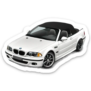 E46 convertible with black and white seats and black rims sticker