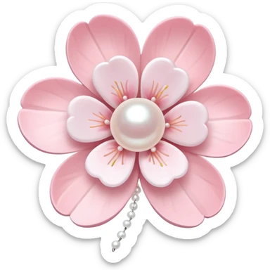 light pastel sakura flower with pearl beade sticker