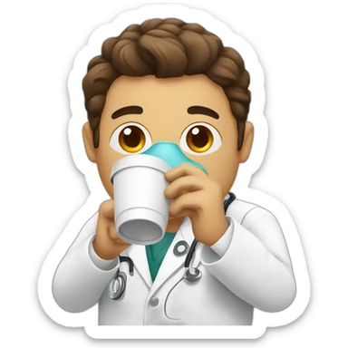 Doctor drinking coffee sticker