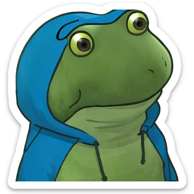 Frog wearing a blue hoodie  sticker