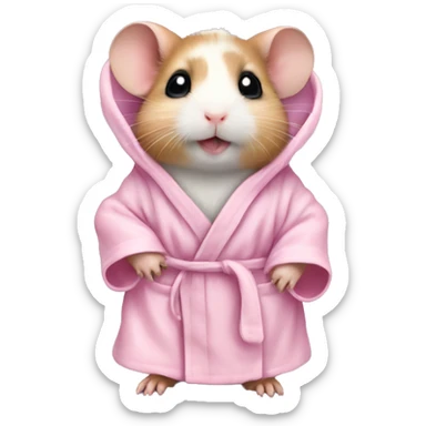 baby hamster in light pink robe full body sticker