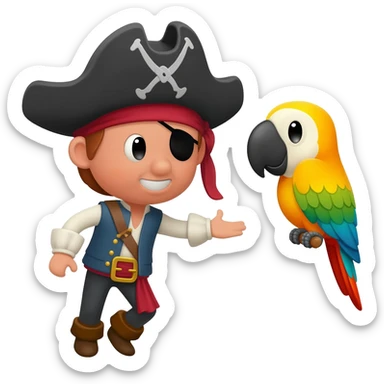 pirate and parrot sticker