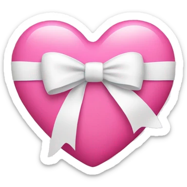 pink heart emoji with white bow on top of it  sticker