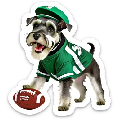 miniature schnauzer playing football sticker