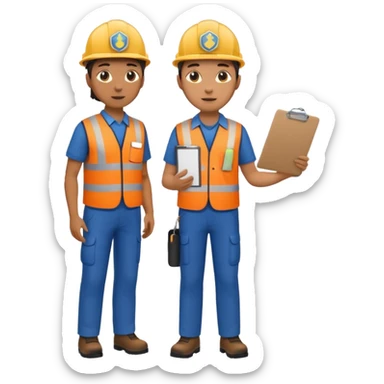 Landscaping company worker talking to another person, full body sticker