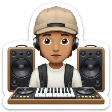Beatmaker with his musical stuff sticker
