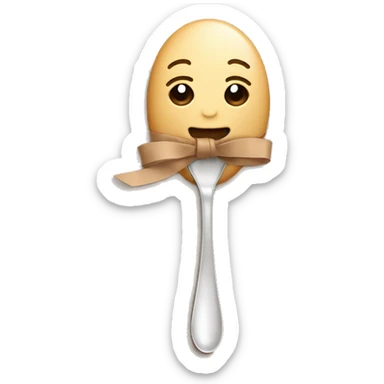 Spoon cute tied with a soft light brown ribbon sticker