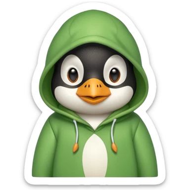 A cute penguin with a frog hoodie sticker