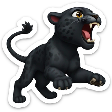 winged black leopard roaring sticker