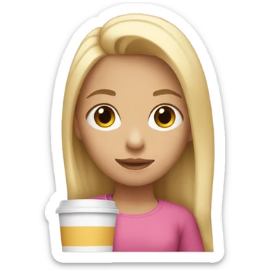 Girl with blonde hair holding tumbler cup sticker