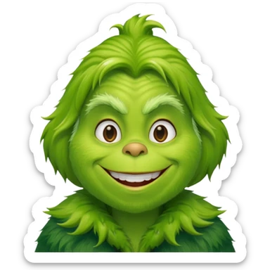 Grinch in green fur coat sticker