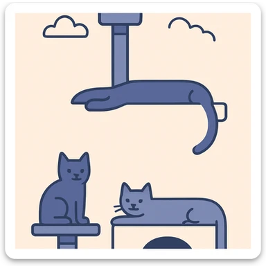 cats relaxing in a vertical playhouse sticker