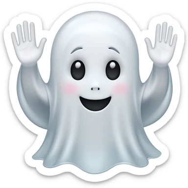 cute white ghost waving sticker