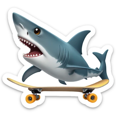 A shark using a skateboard sticker