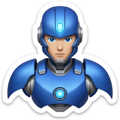 mechanical armored man portrait, head and shoulders only, futuristic metal armor, glowing energy lines, robotic shoulder plates, intense expression, sci-fi warrior vibe, 3D cartoon style, mobile game icon style, clean background, no text, no watermark
  sticker