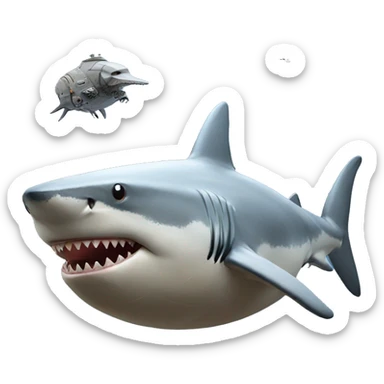 Shark playing with Star Wars ships sticker