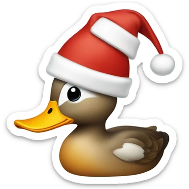 Duck with a christmas hat sticker