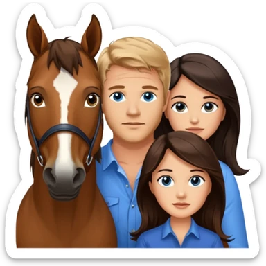 blue eyed trevor donovan with brown eyed danica mckellan and brown horse sticker