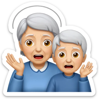 the grandma must be yelling at the boy  sticker