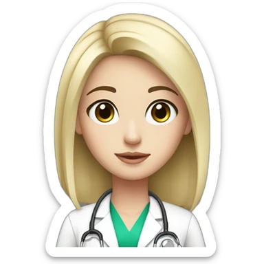 doctor, black hair, girl, white skin, straight hair, freckles, green-brown eyes, pink lips sticker