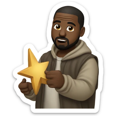 Kanye west with a Star of David in his hand sticker