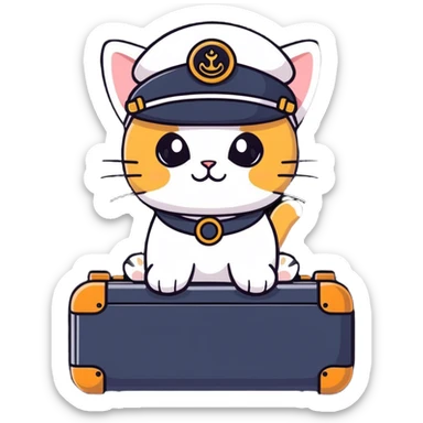 Cat driving a motorized suitcase with wheels sticker