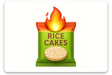 emoji stile iphone di un pacco di gallette di riso con fiamma 3d sopra sticker