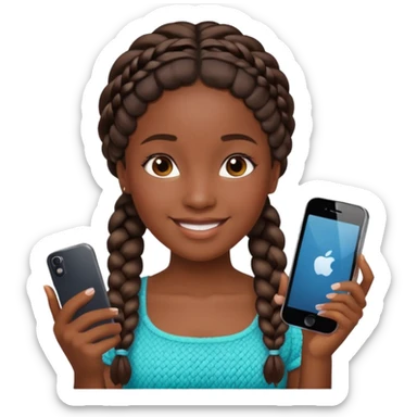iphone 17 + a caribbean girl, no bathsuit just a regular girl with braid or nappy hair  sticker