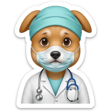 doctor dog Wearing Medical Mask sticker