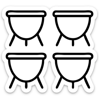 a set of four timpani drums, outlined icon style sticker