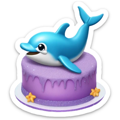 Purple dolphin cake sticker