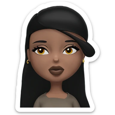 black haired girl with earrings sticker