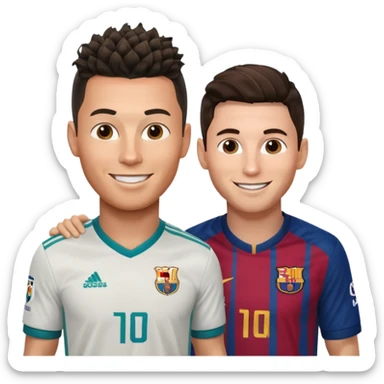 Prime noodle hair ronaldo and prime 2012 messi Smiling in one Photo and make it realistic  sticker