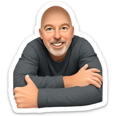 smiling boy in cardboard box sticker