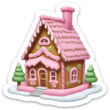 A pink gingerbread house sticker