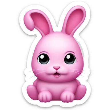 Pink bunny with pow sticker