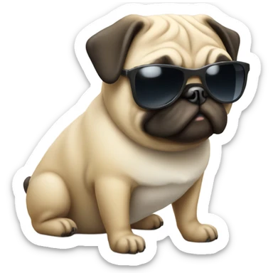 Pug dog wearing sunglasses  sticker