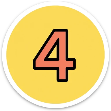 Number 4 on a yellow volumetric background sticker
