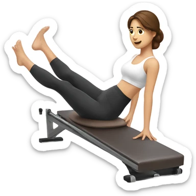 Lady with brown hair doing Pilates on a reformer  sticker