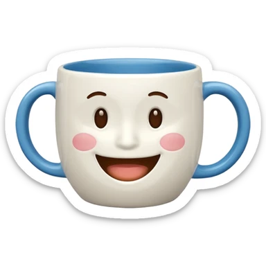 Coffee mug with closed mouth smile sticker