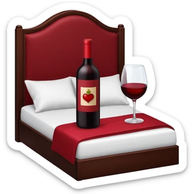 Red wine bottle on bed sticker