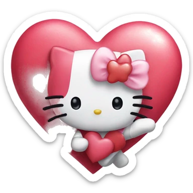 Hello kitty on a heart sticker