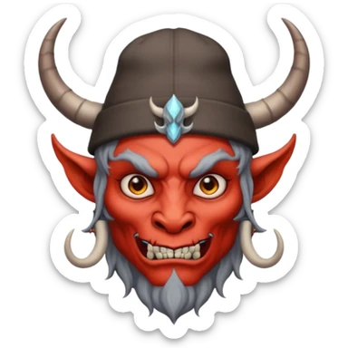demon with tattoos, hat and horns sticker