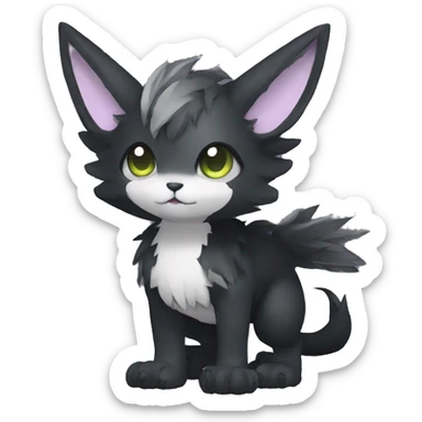 Kawaii edgy fantasy dark-themed animal hybrid Fakemon full body sticker
