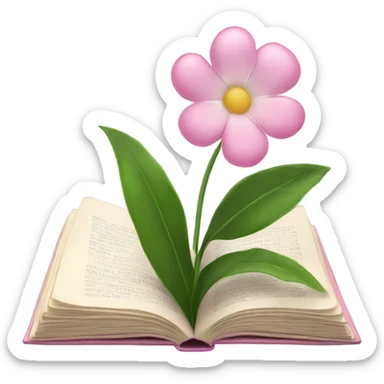 Realistic Open book with light pink flower inside sticker