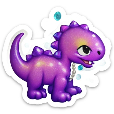 Lisa frank glitter pretty water dinosaur with pearls sticker